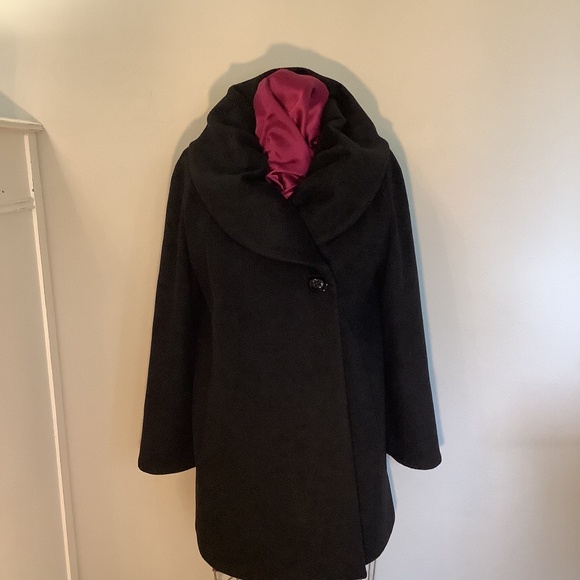 Cinzia Rocca Black 100% Virgin Wool Coat -8 - Picture 2 of 16